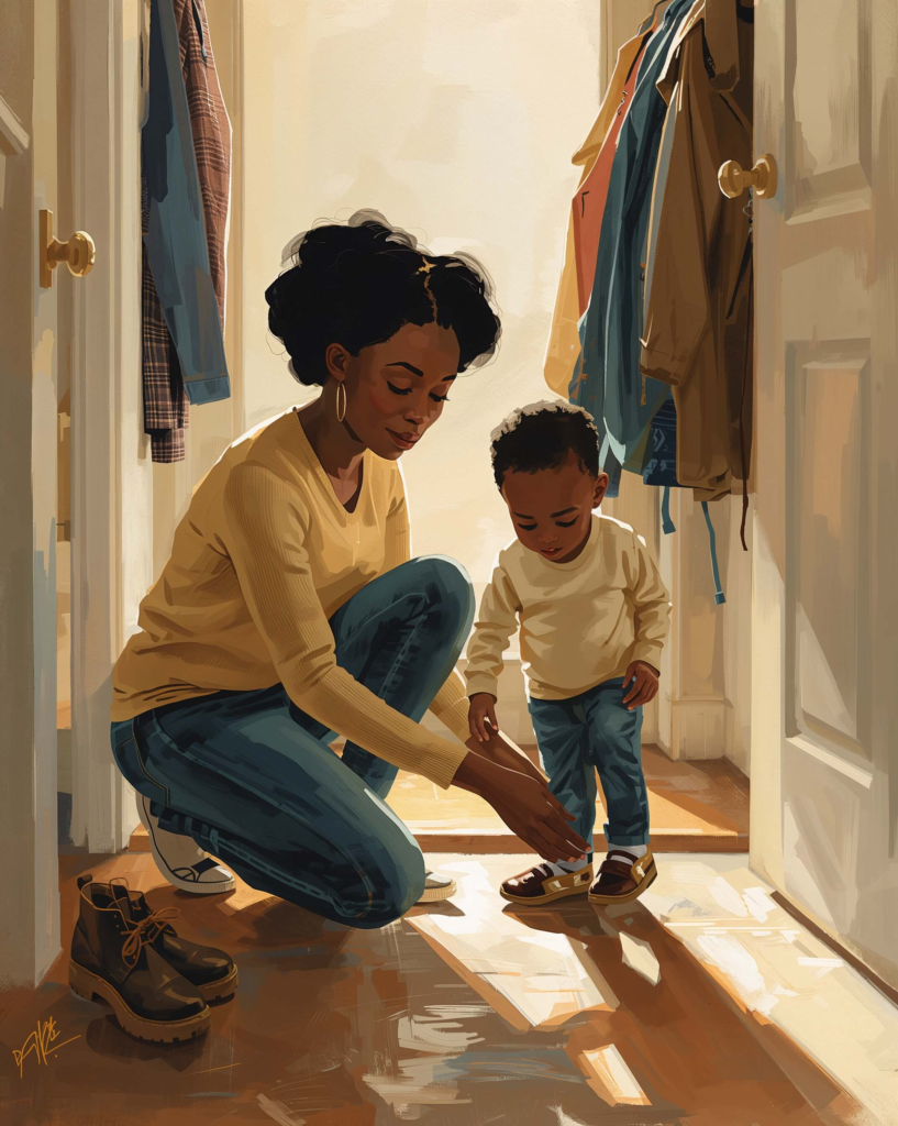 Parent supporting a child during a daily routine at home, illustrating what natural environment teaching looks like in ABA.