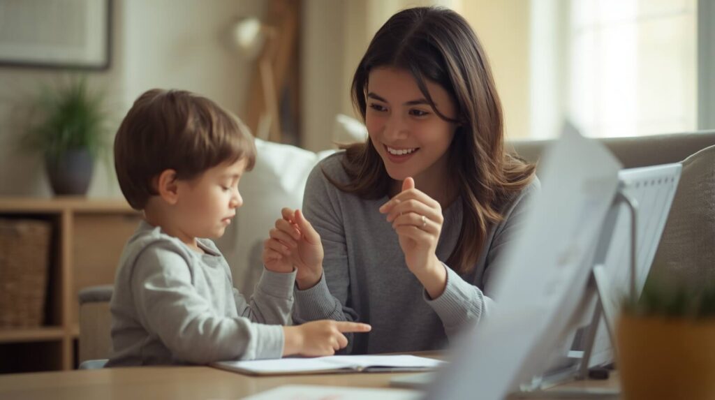Parent uses praise and reduced tangible rewards to help a child build independence over time.